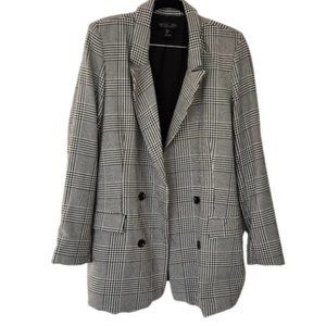 RACHEL ZOE Houndstooth Plaid Oversized Long Length Blazer Size Medium